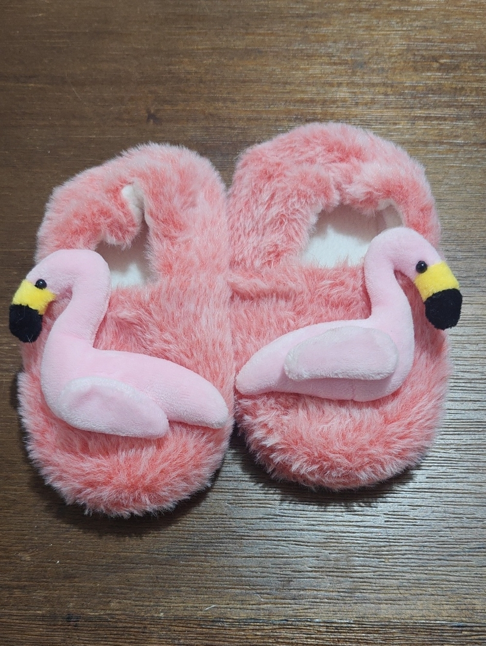 Pink Plush Flamingo Slippers Kids 9/10